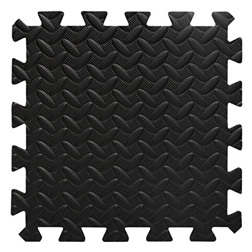 EYEPOWER Suelo de Gimnasio de Goma EVA 10mm de Grosor Esterilla Puzle 9 Piezas Cada una 30x30cm para Deporte Fitness Ejercicio 0,81qm Extensible Negro