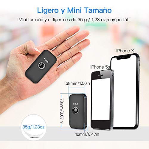 Eyoyo Mini 1D 2D QR Escáner de Código de Barras, Lector de Código de Barras 3-en-1 Conexiones USB Cable/ 2.4G Inalámbrico/Bluetooth para POS, Teléfono Inteligente, Tabletas, iOS, Android y Windows