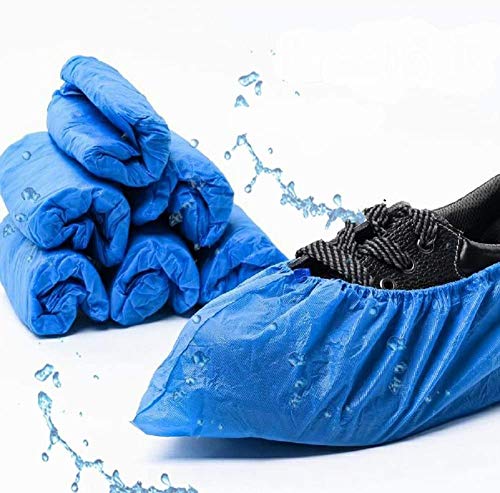 Ezlife Cubrezapatos Desechables Antideslizante, 100 Piezas Impermeables Cubiertas de Plástico CPE, Protector de Zapatos Desechables ExtrafuerteTalla única