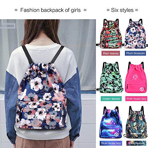 EZONTEQ Bolsa lona Bolsa casuale para PC Viaje Libros Acampada Estudiantes Escula Bolsa de cuerda Bolsas de gimnasia Mochila cuerda para Chico Chica Hombre Mujer - Flores, Pintura al óleo
