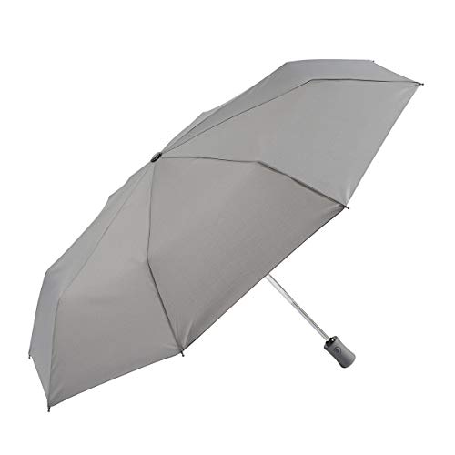 EZPELETA Paraguas Plegable antiviento de Mujer, Abre-Cierra automático con puño Recto. Tejido Liso Colores - Gris 3, 192
