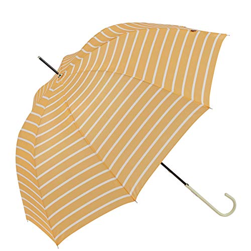 EZPELETA Sombrilla y Paraguas Largo de Mujer. Manual con puño Curvo. Protección Solar UPF 50+. Estampado Rayas/Marinero - Naranja-Blanco