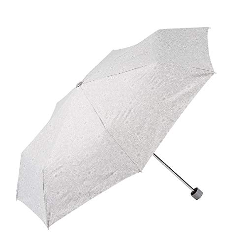 EZPELETA Sombrilla y Paraguas Plegable de Mujer. Manual con puño Recto. Protección Solar UPF 50+. Antiviento. Estampado Flores - Gris