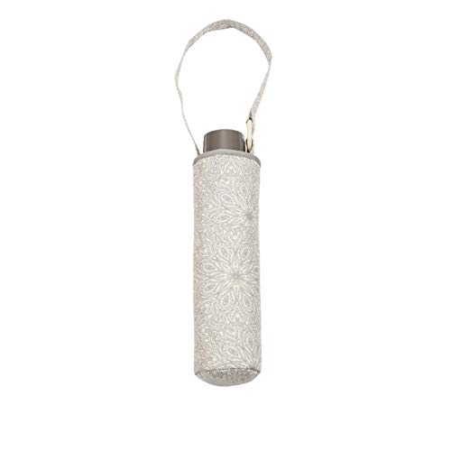 EZPELETA Sombrilla y Paraguas Plegable de Mujer. Manual con puño Recto. Protección Solar UPF 50+. Antiviento. Estampado Flores - Gris