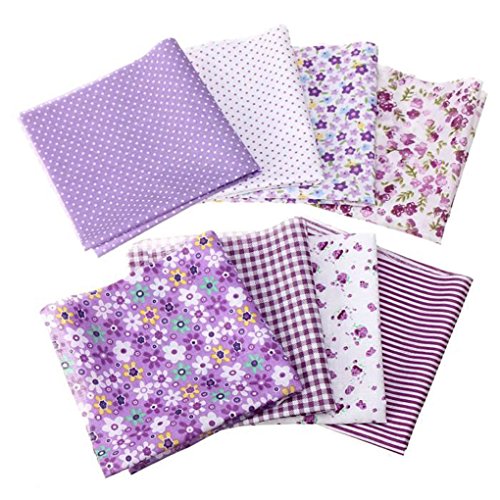 F-blue 8pcs Flor Dot Rayas algodón paño de DIY Costura Remiendo de Tela Hecha a Mano acolchar la muñeca de Costura Tela