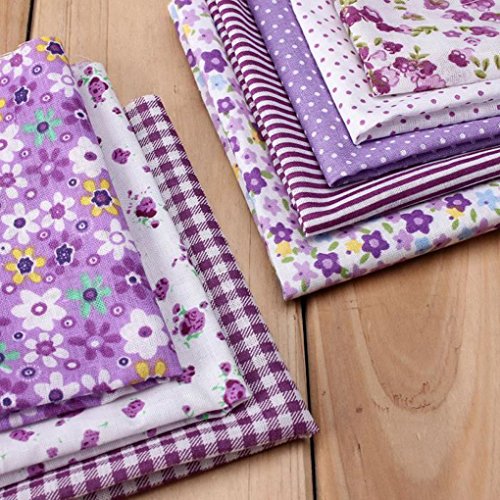 F-blue 8pcs Flor Dot Rayas algodón paño de DIY Costura Remiendo de Tela Hecha a Mano acolchar la muñeca de Costura Tela