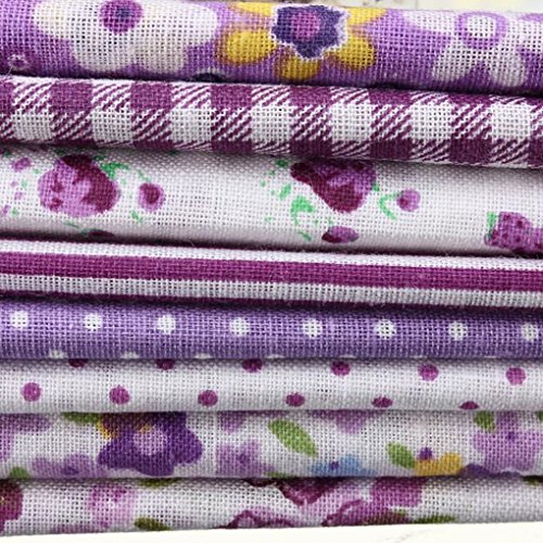 F-blue 8pcs Flor Dot Rayas algodón paño de DIY Costura Remiendo de Tela Hecha a Mano acolchar la muñeca de Costura Tela