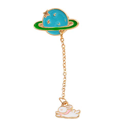 F Fityle Creativo Astronauta Broche Planeta Serie Dibujos Animados Broche Color Cadena Larga Borla Solapa Pin Para Mujeres Niñas - Conejo, tal como se describe