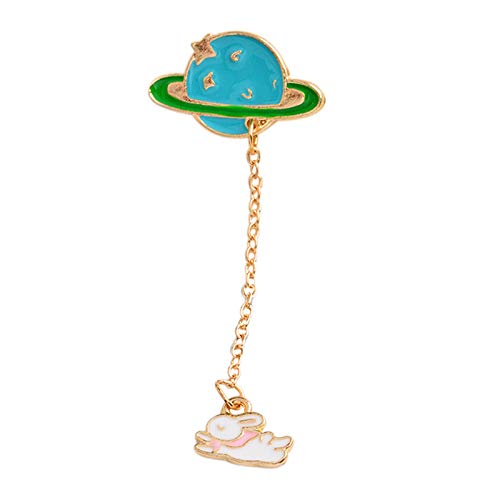 F Fityle Creativo Astronauta Broche Planeta Serie Dibujos Animados Broche Color Cadena Larga Borla Solapa Pin Para Mujeres Niñas - Conejo, tal como se describe