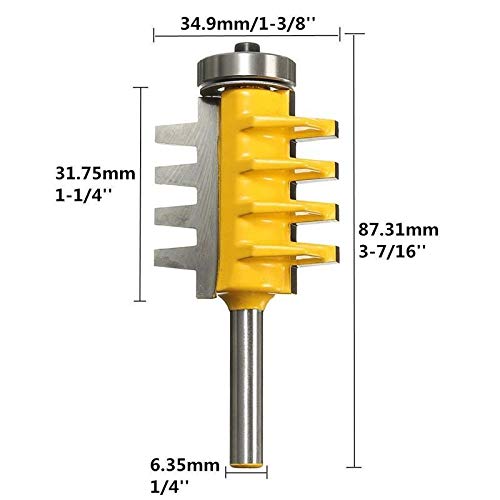 F-MINGNIAN-TOOL, 1pc Cuarto vástago de aleación de embutir TemplateJoint y ferrocarril Stile FingerGlueWood Router bit 1/4 Pulgadas Herramienta Maquinaria ShankWoodworking