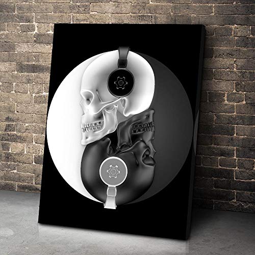 FA LEMON Cartel Beat of Balance Skull Music Cuadros Canvas Paintings Arte de Pared para decoración del hogar-50x70cmx1 Piezas sin Marco