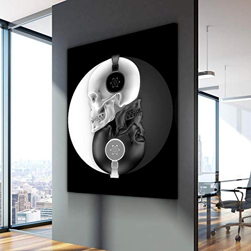 FA LEMON Cartel Beat of Balance Skull Music Cuadros Canvas Paintings Arte de Pared para decoración del hogar-50x70cmx1 Piezas sin Marco