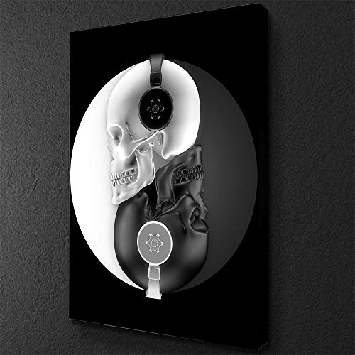 FA LEMON Cartel Beat of Balance Skull Music Cuadros Canvas Paintings Arte de Pared para decoración del hogar-50x70cmx1 Piezas sin Marco