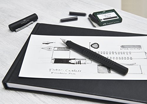 Faber-Castell 140994, Estilográfica Grip 2011, EF, Negro Mate