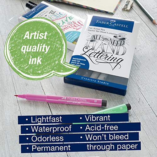 Faber-Castell 267118 - Estuche con 9 Pitt Artist Pen Hand Lettering, Kit de inicio