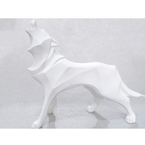 Fablcrew - Lobo escultura geométrica de animales, resina, diseño de lobo decorativo, regalo para el hogar o la oficina (blanco)