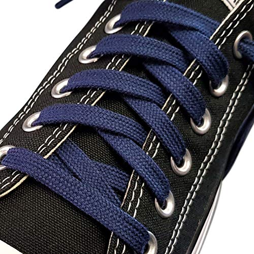 Fabmania Cordones de algodón para Adidas Vans Nike, Converse - 8 mm de ancho - Azul marino - 140 cm - Hecho en Inglaterra