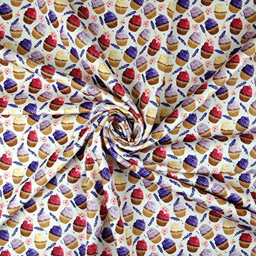 Fabric Styles FS271 Lavendar Cupcakes - Tela de Scuba