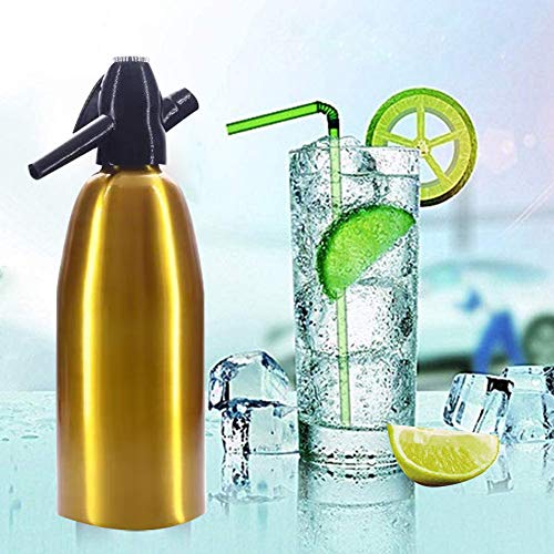 Fabricante De La Aleación Del Profesional De Soda De Sifón De Agua, 1 Litro De Soda De Sifón Botella Con El Regulador De Presión Para Bebidas De Jugo De Cóctel,Oro