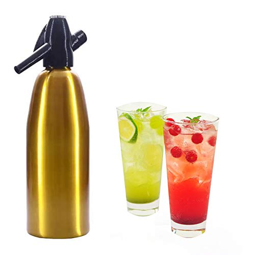 Fabricante De La Aleación Del Profesional De Soda De Sifón De Agua, 1 Litro De Soda De Sifón Botella Con El Regulador De Presión Para Bebidas De Jugo De Cóctel,Oro