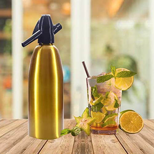 Fabricante De La Aleación Del Profesional De Soda De Sifón De Agua, 1 Litro De Soda De Sifón Botella Con El Regulador De Presión Para Bebidas De Jugo De Cóctel,Oro