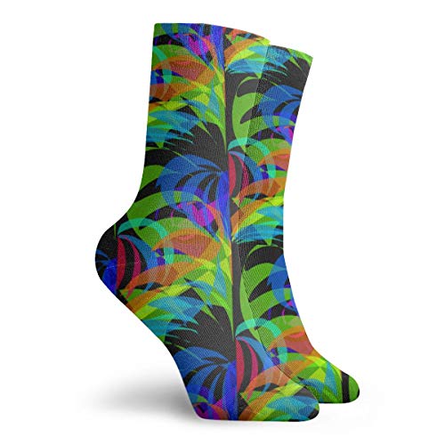 Fabulous_Woo Windblown Palm Leaves Calcetines de balanza extragrande, deportivos, para correr, deportes, calcetines de fútbol, para hombres y mujeres, 30 cm