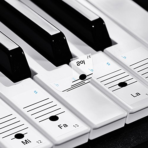 Faburo 2pcs Pegatinas Para Notas musicales transparentes Etiquetas Engomadas Para Teclado de piano 54,61,88 y 2pcs Trapos de piano