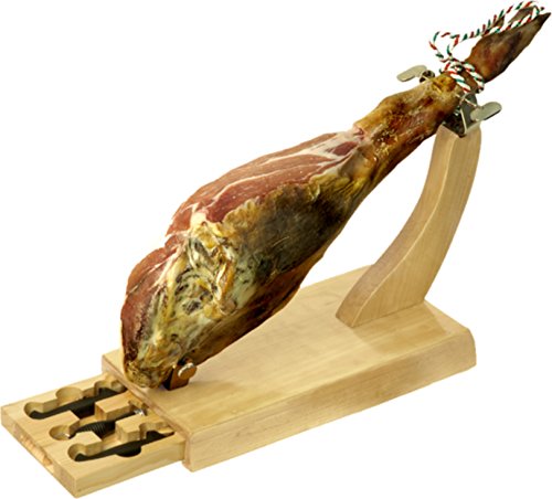 Fackelmann 02121 Soporte jamonero con cajón, Madera Pino, 39 x 21.5 x 40.5 cm.