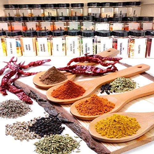 Fadaar - Tarros de especias (198 ml, con embudo plegable de silicona, 2 unidades, 100 ml, para especias, té, hierbas, cereales, galletas, frijoles y avena), color negro
