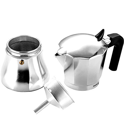 Fagor CUPY. La cafetera CUPY está Fabricada en Aluminio Extra Grueso. Pomo y Mangos Fabricados en Nylon Muy Resistente Toque Frio. Junta de Gran Durabilidad. Compatible con INDUCCIÓN. (12 Tazas)
