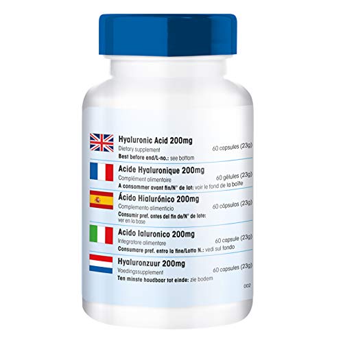 Fair & pure 6089060 - 60 Cápsulas de 200 mg de Ácido hialurónico (vegano, libre de estearato de magnesio, dióxido de silicio, aditivos y conservantes)