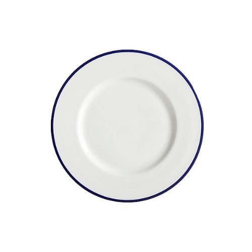 Fairmont and Main Canteen - Juego de Platos de Postre (Porcelana vidriada, 21 cm, 4 Unidades), Color Azul y Blanco