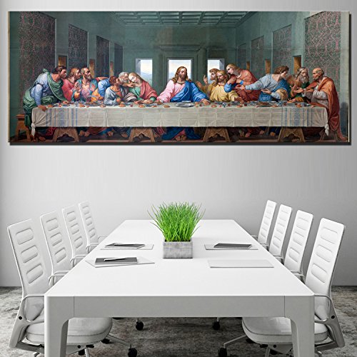 Fajerminart Cuadro En Lienzo - Impresiones Lienzos Arte De La Pared,Dios Jesús Póster La última Cena En Lienzo Para La Sala De Estar, Cuadros Dormitorios Modernos Cuadros Lienzos(Sin Marco)(60x180cm)