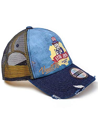 Fallout Vault 76 Vintage Trucker Cap Gorra de béisbol, Azul (Blue Blue), Talla única Unisex Adulto