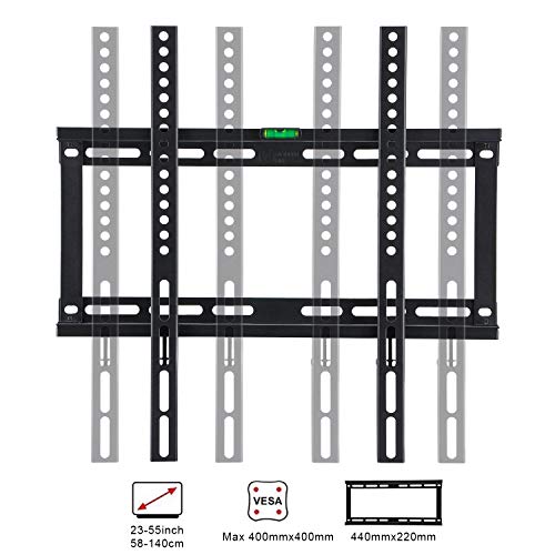 Famgizmo Soporte para TV Pared de Televisor 22-55 Pulgadas (55-140cm) de Pantalla Plana(LED LCD Plasma 4K 3D), Máx Vesa 400x400mm, hasta 50kg(110lbs), Negro, con Nivel de Burbuja
