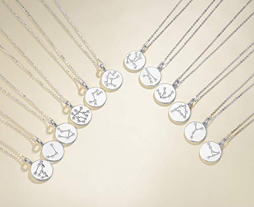 FANCIME Collar con Colgante de Signos del Zodiaco Piscis Horoscopo Collar para Mujer de Plata de Ley 925 Chapada Oro Blanco y Circonita Cúbica - Longitud Cadena: 40 + 5 cm
