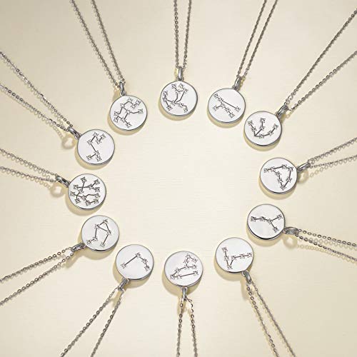 FANCIME Collar con Colgante de Signos del Zodiaco Piscis Horoscopo Collar para Mujer de Plata de Ley 925 Chapada Oro Blanco y Circonita Cúbica - Longitud Cadena: 40 + 5 cm