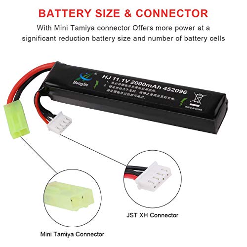 FancyWhoop 11.1V Batería Airsoft 2000mAh 30C Batería Recargable Hobby LiPo con Mini Conector Tamiya para Pistolas Airsoft Rifle Airsoft