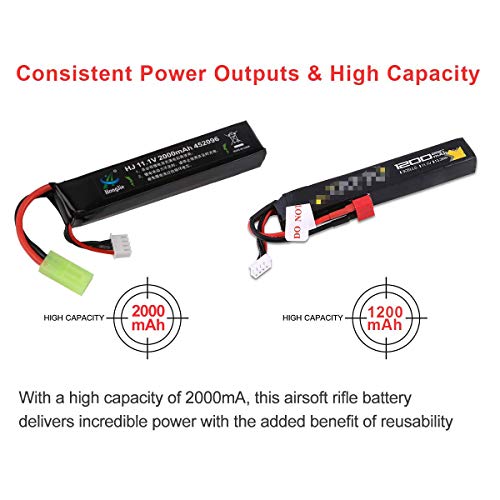 FancyWhoop 11.1V Batería Airsoft 2000mAh 30C Batería Recargable Hobby LiPo con Mini Conector Tamiya para Pistolas Airsoft Rifle Airsoft