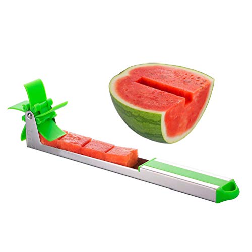 Fangteke Cortador de Sandía, Sandía Slicer de Acero Inoxidable,Molino de Viento Cocina Rebanador Cuchillo de Fruta para Cortar Sandía Melón