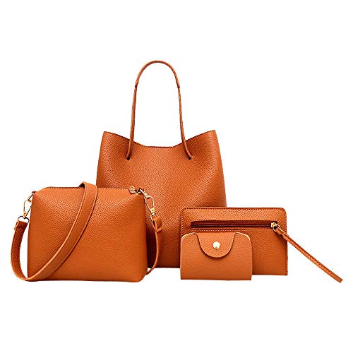 Fannyfuny bolsos Grandes Bandolera de Mujer Multifuncional Conjunto 4PCS - 1PC Bolsos Totes +1PC Bandolera +1PC Paquete de Tarjetas +1PC Monedero