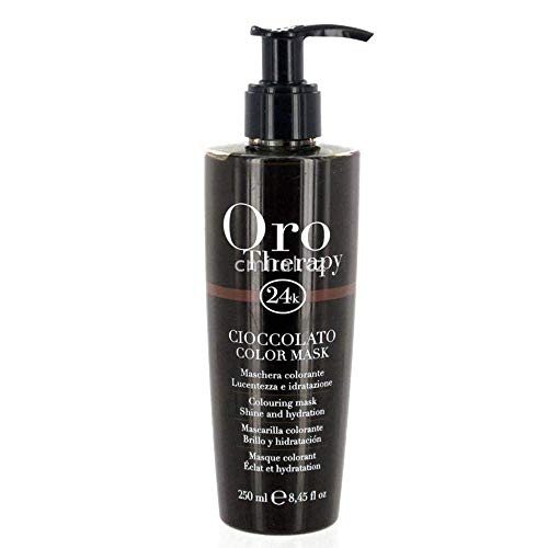 Fanola - Mascarilla colorante profesional Oro Therapy 24 K, aporta brillo, hidrata, aviva color y ayuda a iluminar reflejos, 250 ml, 250ml marrón