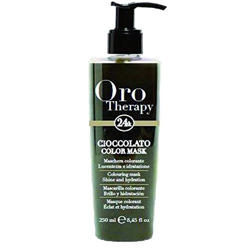 Fanola - Mascarilla colorante profesional Oro Therapy 24 K, aporta brillo, hidrata, aviva color y ayuda a iluminar reflejos, 250 ml, 250ml marrón