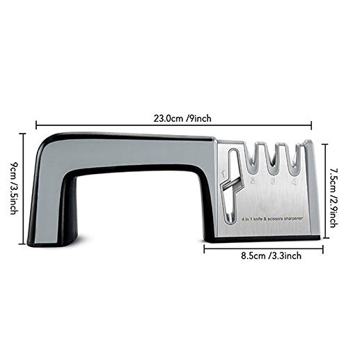 FANPING 4 en 1 afilador de Cuchillos de Diamante Recubierto de cerámica Fina Cuchillo de Cocina Tijeras Tijeras de afilar Herramientas Antideslizante de Acero Inoxidable Base