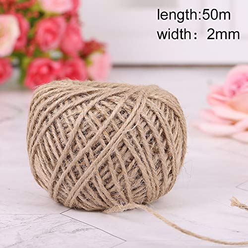 fanshiontide 3 Rolls Arpillera de Yute Craft Ribbon,Cinta de Cáñamo, Cinta Artesanal de Tela Natural con Hilo de Yute de 165 Pies