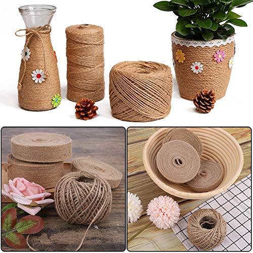 fanshiontide 3 Rolls Arpillera de Yute Craft Ribbon,Cinta de Cáñamo, Cinta Artesanal de Tela Natural con Hilo de Yute de 165 Pies