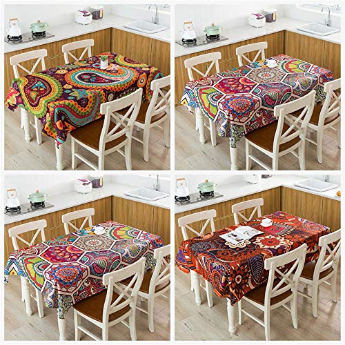 Fansu Mantel para Mesa Rectangular Bohemia Estilo Exótico,Antimanchas Impermeable Lavable Mantel - Adecuado para Decorar Cocina Comedor Salón Restaurante (60x60cm,Tótem De Color Caqui)