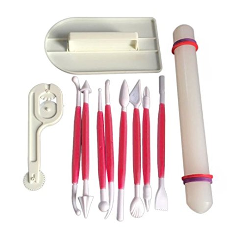 FantasyDay Utensilios para modelar Pasteles, 84 Pcs Fondant Sugarcraft Herramientas de Decoración de Pasteles - émbolo Icing Modelado Kit de Herramientas con Pin Rolling, Smoother, Embosser Mold