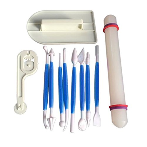 FantasyDay Utensilios para modelar Pasteles, 84 Pcs Fondant Sugarcraft Herramientas de Decoración de Pasteles - émbolo Icing Modelado Kit de Herramientas con Pin Rolling, Smoother, Embosser Mold
