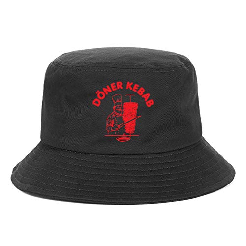 Fanxp Divertido Doner Kebab Imprime Sombreros de Pescador Harajuku algodón al Aire Libre sombreado Moda Sol Mujeres Gorras de Cubo